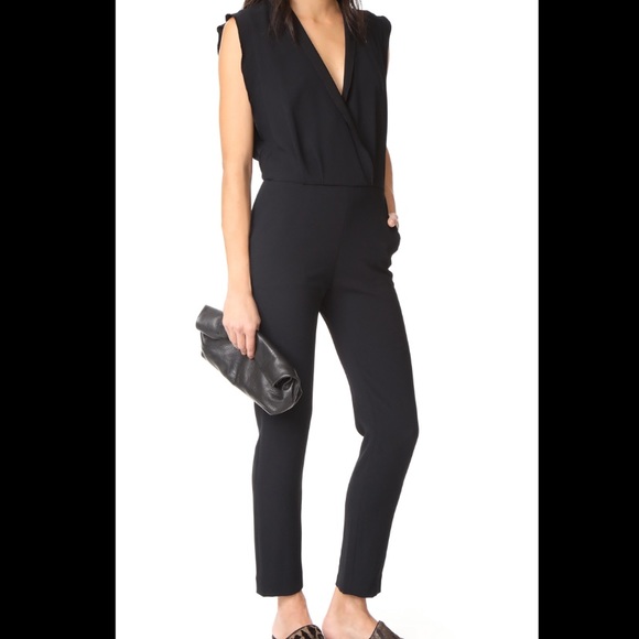IRO black loco v-neck jumpsuit with scalloped edge - Picture 1 of 10